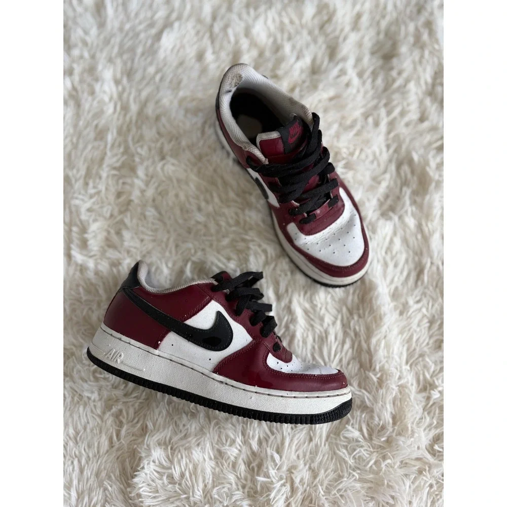 Nike Air Force 1 AF1 Burgundy Red Black White Low Top Sneakers Shoes 6.5